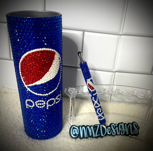 20oz Blue drink Rhinestone Tumbler